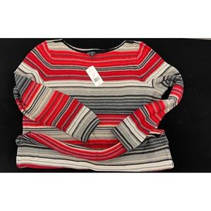 Lauren Ralph Lauren Striped Sweater - Red, Gray, Cream